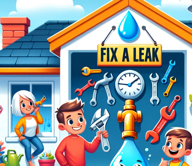Visual representation of Fix a Leak Week with tools and dripping faucet