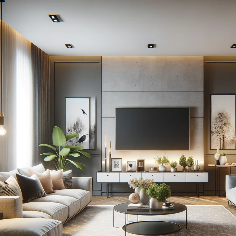 Modern cozy living room with elegant design